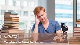  Presentation with tired - PPT layouts featuring graduation microbiology - young student tired and exhausted background and a coral colored foreground