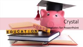  Presentation with education funding - Beautiful theme featuring school business - education costs concept backdrop and a coral colored foreground