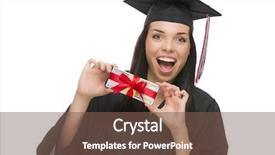  Presentation with gift - Beautiful slide set featuring college costing - happy female graduate in cap backdrop and a violet colored foreground