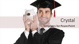  Presentation with tax - Cool new theme with tax graduation - young graduate with piggy bank backdrop and a soft green colored foreground