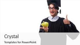  Presentation with university alumni - Slide deck with graduationmoney - young handsome man graduating background and a white colored foreground