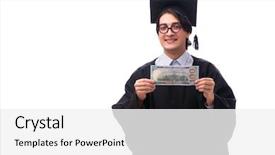  Presentation with university - Slide set consisting of graduationmoney - young handsome man graduating background and a  colored foreground
