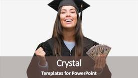  Presentation with emotion - Slide deck having student money - young hispanic woman wearing graduated background and a tawny brown colored foreground