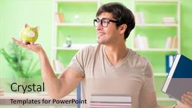  Presentation with student - Presentation design having young student in expensive tuition background and a soft green colored foreground