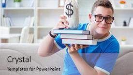  Presentation with test exam student - Colorful slides enhanced with student preparing for exams study backdrop and a light gray colored foreground