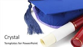  Presentation with mortar - Presentation theme enhanced with graduation mortar board and scroll background and a white colored foreground