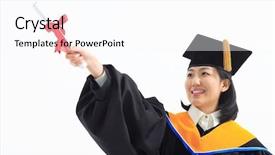  Presentation with graduation - Cool new PPT theme with bravo - graduation people backdrop and a sky blue colored foreground