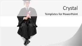  Presentation with college - Beautiful slide deck featuring graduation poster - college graduate sitting backdrop and a white colored foreground