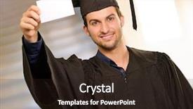  Presentation with man holding phone - Slide set enhanced with graduation poster - graduate man holding placard indoor background and a wine colored foreground