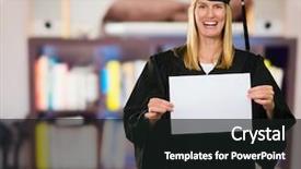  Presentation with blank - Slide set enhanced with graduation poster - graduate woman holding a blank background and a  colored foreground