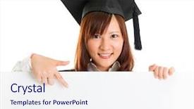  Presentation with female college student for health check up - Cool new presentation design with graduation poster - portrait of smiling asian female backdrop and a sky blue colored foreground