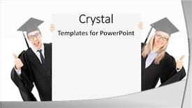  Presentation with octagon two mma fighters standing - Slide set with graduation poster - two graduate students standing behind background and a white colored foreground