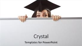  Presentation with poster - Slides having graduation poster - young student with blank board background and a light gray colored foreground