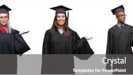  Presentation with collage of diversity people - Beautiful slides featuring graduation promotion - collage of group of young backdrop and a dark gray colored foreground