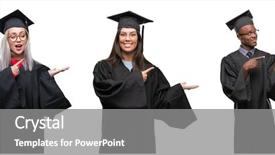  Presentation with people collage - Theme with graduation promotion - collage of group of young background and a  colored foreground