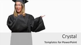  Presentation with young woman wearing boxer gloves - Colorful slide set enhanced with graduation promotion - young beautiful woman wearing graduated backdrop and a light gray colored foreground