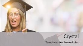  Presentation with beautiful sheet of cannabis marijuana - PPT layouts having graduation promotion - young beautiful woman wearing graduated background and a  colored foreground
