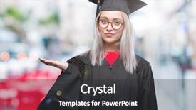  Presentation with woman and drugs - Audience pleasing PPT theme consisting of graduation promotion - young blonde woman wearing graduate backdrop and a  colored foreground