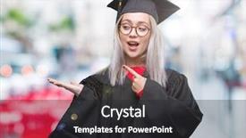  Presentation with young woman wearing boxer gloves - Colorful PPT layouts enhanced with graduation promotion - young blonde woman wearing graduate backdrop and a  colored foreground