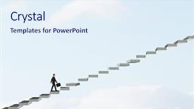  Presentation with walking - Amazing PPT theme having graduation promotion - young businessman walking up backdrop and a sky blue colored foreground