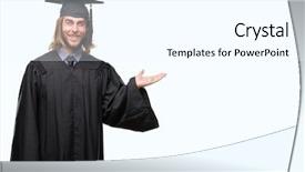  Presentation with long hair man - PPT layouts with graduation promotion - young handsome graduated man background and a  colored foreground