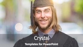  Presentation with long service award - Amazing PPT theme having graduation promotion - young handsome graduated man backdrop and a  colored foreground