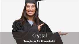  Presentation with young woman wearing boxer gloves - Audience pleasing presentation consisting of graduation promotion - young hispanic woman wearing graduated backdrop and a dark gray colored foreground