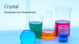  Presentation with chemical - Presentation theme having graduation samples - chemical glassware background and a cool aqua colored foreground
