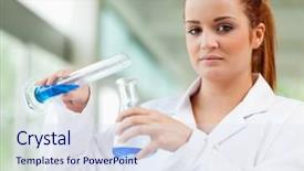  Presentation with liquid - Cool new presentation theme with graduation samples - cute scientist pouring blue liquid backdrop and a  colored foreground