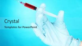  Presentation with hand holding puzzle piece - PPT theme having graduation samples - hand holding syringe filled background and a arctic colored foreground