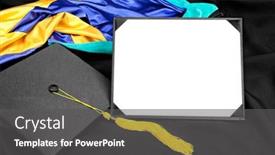  Presentation with graduation - Amazing PPT layouts having graduation-setting-with-cap-tassel backdrop and a dark gray colored foreground