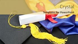  Presentation with graduation - Colorful slide deck enhanced with graduation-setting-with-cap-tassel backdrop and a yellow colored foreground
