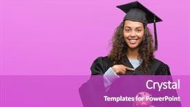  Presentation with graduation black graduate hat - Slides having graduation uniform holding piggy bank background and a purple colored foreground