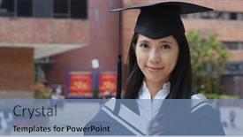  Presentation with graduation - PPT layouts with graduation woman arm cross with wear graduation gown background and a teal colored foreground