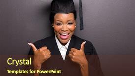  Presentation with afro - Presentation theme featuring graduation woman portrait - cheerful afro american female college background and a tawny brown colored foreground