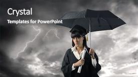  Presentation with diploma - Audience pleasing theme consisting of graduation woman portrait - diploma problem concept backdrop and a  colored foreground