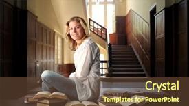  Presentation with elementary school female career day - Presentation design with graduation woman portrait - female student studying background and a tawny brown colored foreground