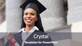  Presentation with african american - Beautiful slide deck featuring graduation woman portrait - pretty african american female graduate backdrop and a dark gray colored foreground