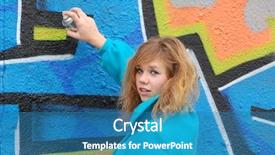  Presentation with graffiti - Colorful slides enhanced with brazilian fan celebrating on a yellow background backdrop and a tawny brown colored foreground