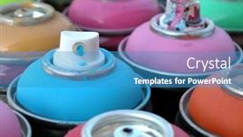  Presentation with graffiti - Colorful slide deck enhanced with graffiti-cans-close-ups backdrop and a teal colored foreground