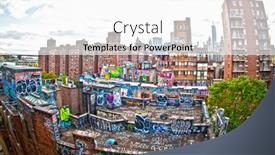  Presentation with apartment buildings - Audience pleasing PPT theme consisting of graffiti-on-apartment-buildings backdrop and a white colored foreground
