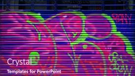  Presentation with logo barcelona - Presentation theme consisting of graffiti-on-rolling-shutter background and a violet colored foreground