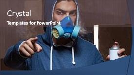  Presentation with graffiti - Presentation consisting of graffiti painter in dark smokey room background and a tawny brown colored foreground