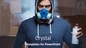  Presentation with graffiti - PPT theme enhanced with graffiti-painter-in-dark-smokey background and a ocean colored foreground