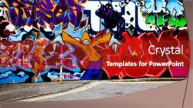  Presentation with car park - PPT theme with graffiti-sprayed-on-the-walls background and a crimson colored foreground