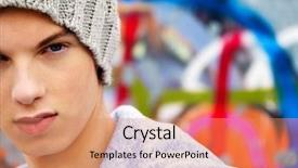  Presentation with teenager expressions - Colorful PPT layouts enhanced with grafiti - cool-looking teenager man in front backdrop and a coral colored foreground