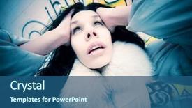  Presentation with wide - Colorful slides enhanced with grafiti - freaky woman portrait wide angle backdrop and a ocean colored foreground