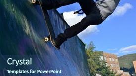  Presentation with skating - Presentation design featuring grafiti - skating background and a ocean colored foreground