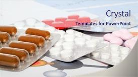  Presentation with medical parasites - Slides with grafs - tablets on a background background and a  colored foreground