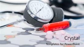  Presentation with tablets wood table tablet white - Cool new presentation design with grafs - tablets on a background backdrop and a  colored foreground